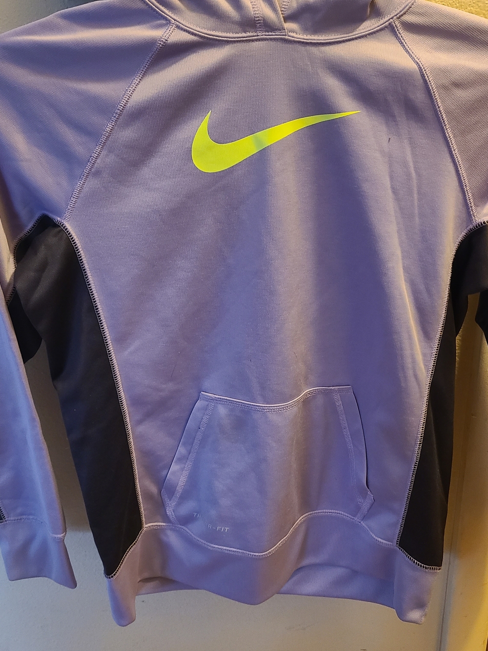 Nike Purple Hoodie with Neon Yellow Swoosh - Picture 1 of 2